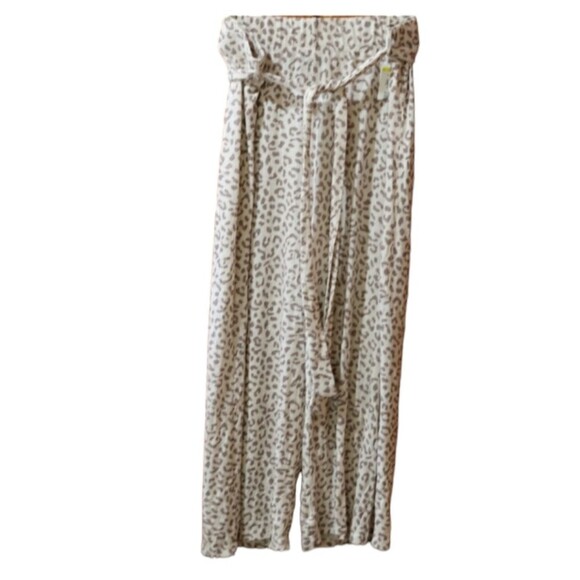 Bobeau Leopard Print Cream Colored Belted Lounge Pants Cozy 2X - Picture 1 of 11